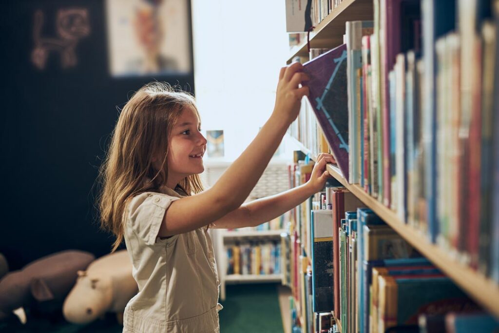 Girl in library